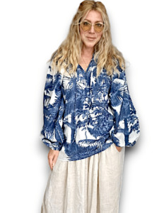 IDA IVY POUF SLEEVE TUNIC FRENCH JUNGLE BLUE