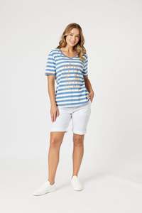 LOVE & KISSES TEE BLUE/NATURAL