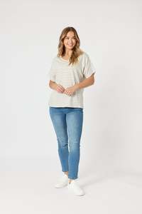 TYLA STRIPE TEE NATURAL/WHITE