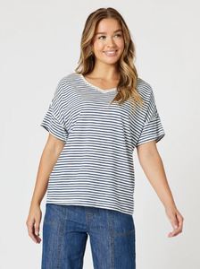 TYLA STRIPE TEE INDIGO/WHITE