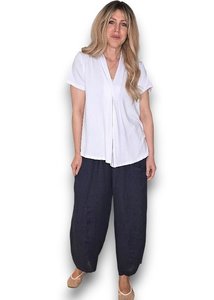 BARREL LINEN PANTS NAVY