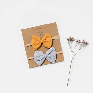 MUSLIN BOW HEADBAND - SAFFRON & FROST