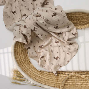 Blankets: SWADDLE ORGANIC MUSLIN - WOODLANDS