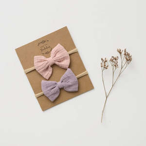 Bonnets Bows %E2%9E%B0 Bibs: MUSLIN BOW HEADBAND - SET OF 2 BLUSH & LILAC
