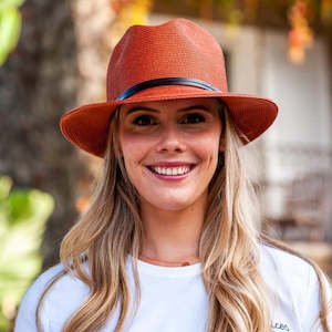 Borsalino Hat Leather Strap Terracotta