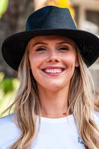 Hats: Borsalino Hat Leather Strap Black