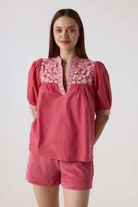 Leon + Harper Crabe Broda Blouse Punch