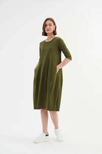Tirelli: Tirelli Diagonal Seam Dress Moss