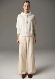 Sweater Knits: POL Beech Drawcord Knit - Ivory