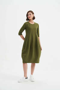Tirelli: Tirelli Diagonal Seam Winter Dress Khaki