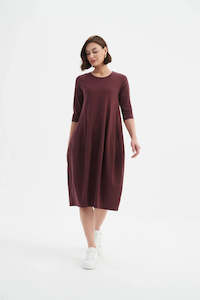 Tirelli Diagonal Seam Winter Dress Aubergine