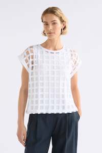 Tops: Elk Grid Burnout Top Space White