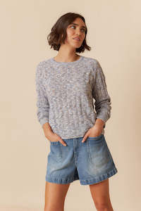 Knitwear: Indi & Cold RD466 Pointelle Knit Sweater Azul