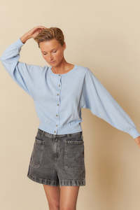 Indi & Cold TK471 Batwing Sleeve Knit Jacket Sky Blue (Cielo)