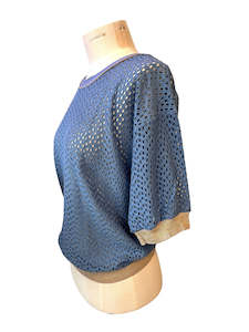 Knitwear: EGi 5015 Cut Out Cotton Tee Azure