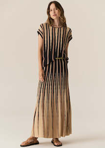 Pol Tedd Knit Skirt Ink Camel