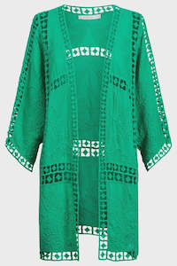 Isle of Mine Oline Lace Kimono One Size Green