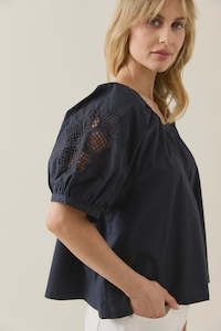 Isle Of Mine: Isle of Mine Nilsa Button Top Navy