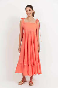 Haven Brasilia Tie Maxi Dress Coral