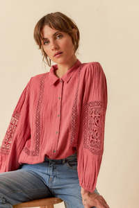 Indi Cold: Indi & Cold BK207 Double Gauze Shirt Watermelon