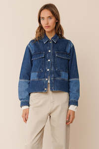 Indi Cold: Indi & Cold DD255 Bicolor Patch Jacket Denim