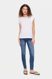 Saint Tropez: Saint Tropez Adelia T-Shirt Rolled Sleeve White