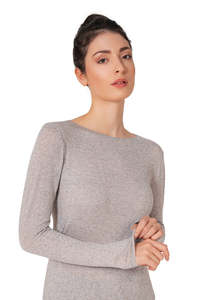 Egi: EGi Modal Cashmere  Wide Neck LS Walnut No 5259