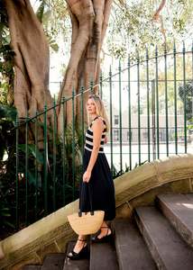 Dresses: POL Bonde Dress Knit Black Ivory