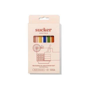 Reusable glass Cocktail Straws - multi-coloured