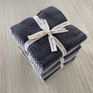 Sustainable Kitchen And Laundry Accessories: Grey Knitted Wash Cloths
