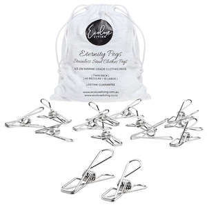 Stainless Steel Eternity Clothes Pegs: 20PK Stainless Clothes Pegs - Regular Size