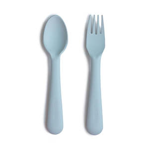 Mushie Fork & Spoon Set - Powder Blue