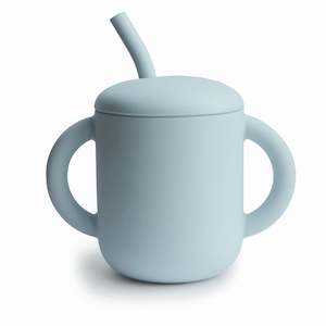 Cups: Silicone Training Cup & Straw Powder Blue