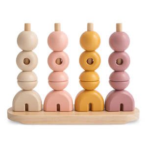 Stacking Cups: Wooden Multi Shape Stacker - Sunrise