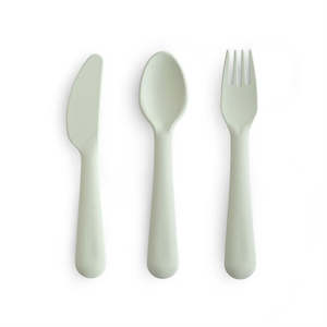 Mushie Fork Spoon Sets: Cutlery set (Knife Fork Spoon) - Sage