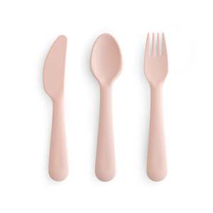 Mushie Fork Spoon Sets: Cutlery set (Knife Fork Spoon) - Blush