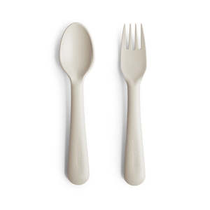 Mushie Fork & Spoon Set - Ivory