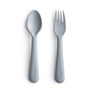 Mushie Fork Spoon Sets: Mushie Fork & Spoon Set - Cloud