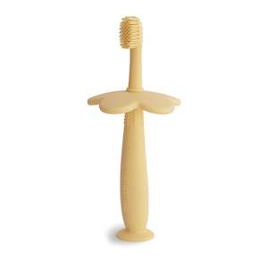 Mushie Finger Toothbrushes: Flower Training Toothbrush - Pale Daffodil
