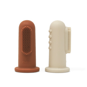 Mushie Finger Toothbrush - Clay/Shifting Sand