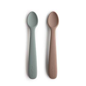 Mushie Feeding Spoons: Mushie Feeding Spoon - Stone / Cloudy Mauve