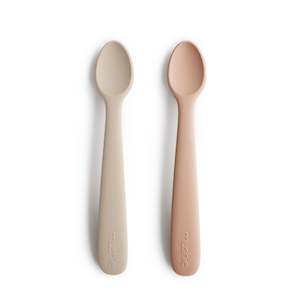 Mushie Feeding Spoons: Mushie Feeding Spoon - Blush / Shifting Sand