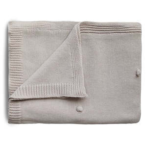 Mushie Knitted Baby Blankets: Knitted Blanket - Textured Dots Off White Melange