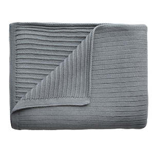 Knitted Blanket - Ribbed Grey Melange