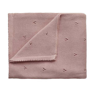 Mushie Knitted Baby Blankets: Knitted Blanket - Pointelle Blush