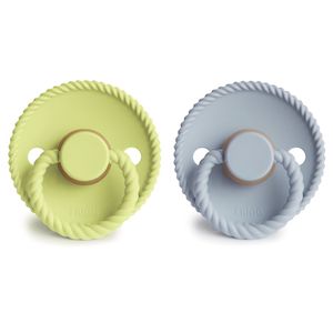 Frigg Pacifiers Natural Rubber All Styles: Rope Latex Pacifier Green Tea / Powder Blue
