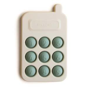 Mushie Press Toys: Mushie Phone Press Toy Cambridge Blue