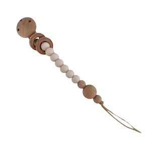 Silicone Pacifier Holder with Clip : Oatmeal