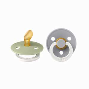 BIBS Anatomical GLOW Pacifier 2Pk Size 1 : Sage/Cloud