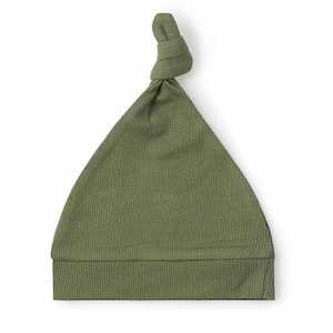 Organic Ribbed Knotted Beanie : Olive